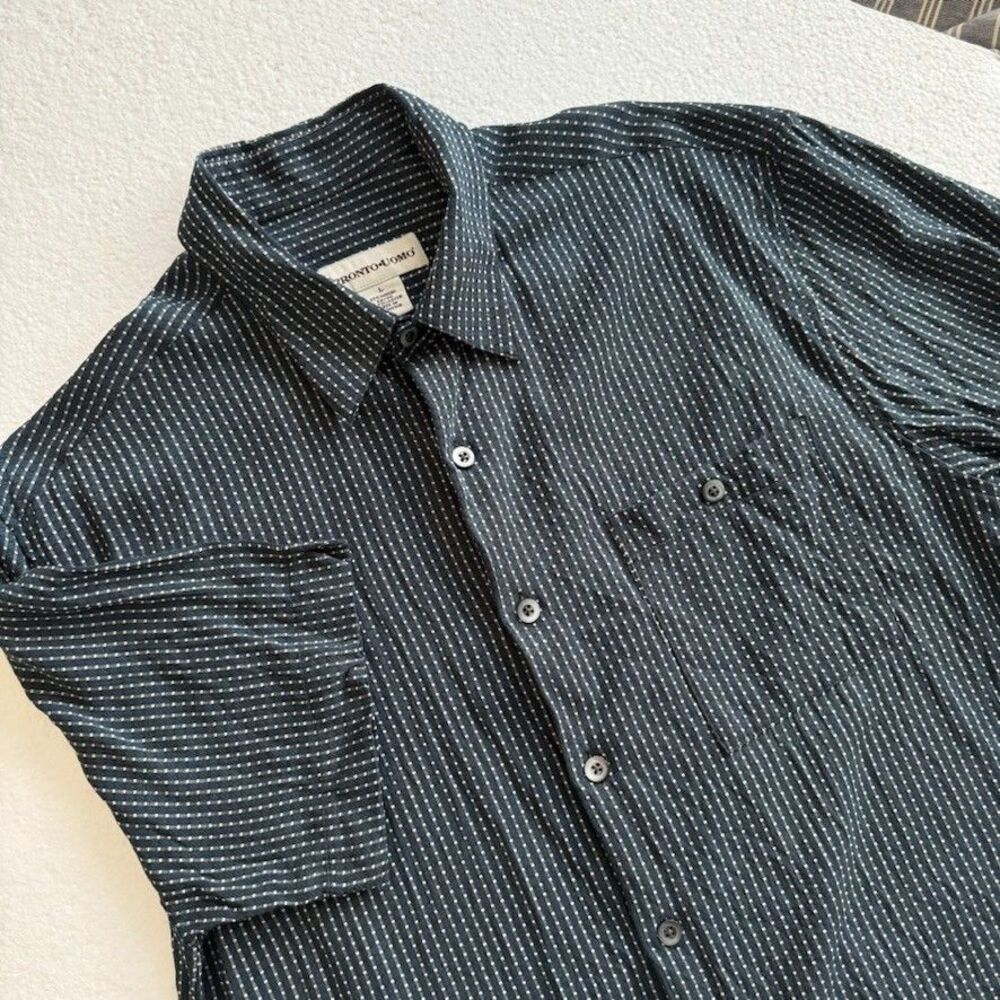 Pronto Uomo Button Down Men's Shirt Size Large Green Short Sleeve Resort Cruise
